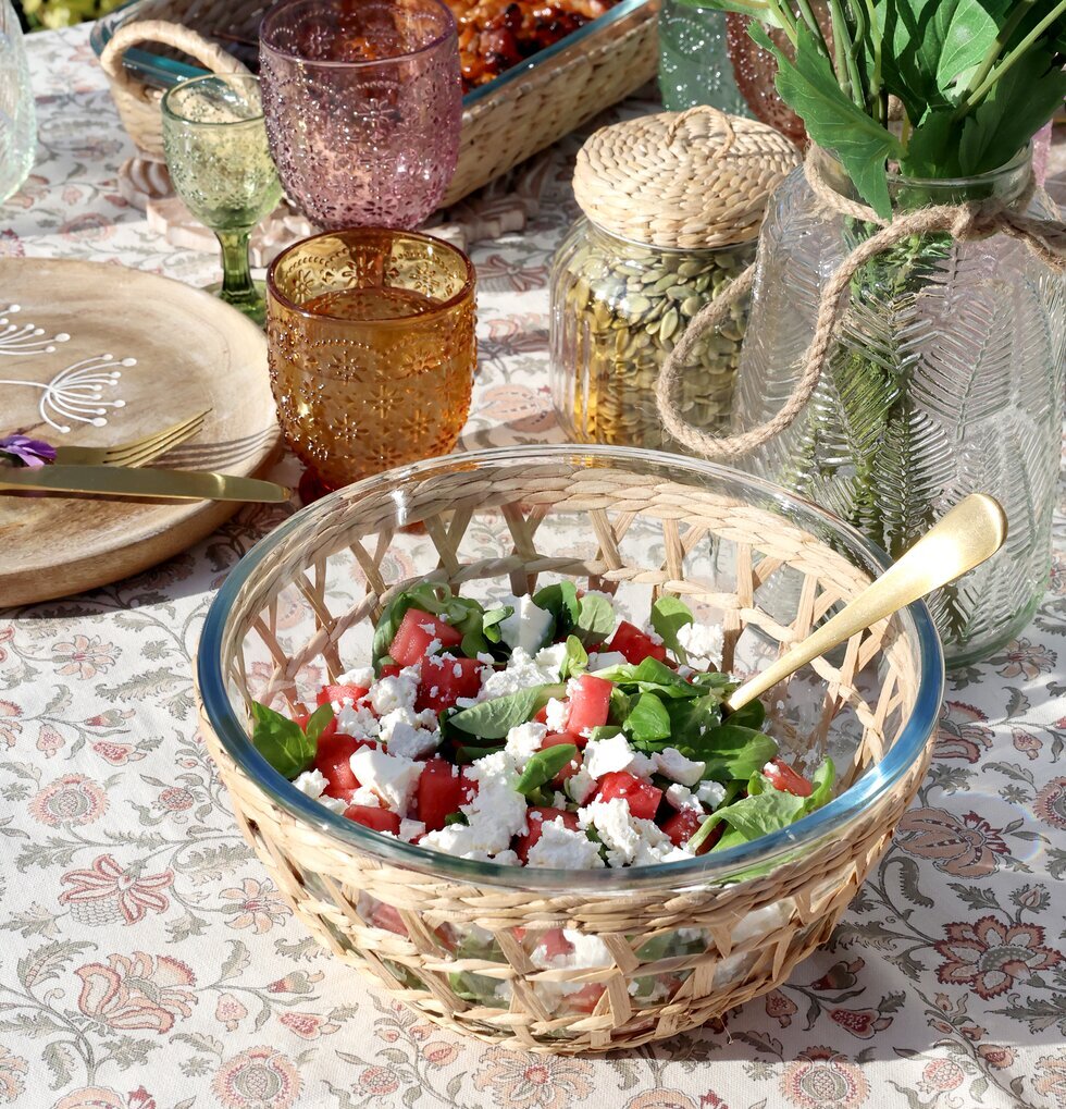 Skål Med Flätad Korg Ø23cm Chic Antique Skålar att äta ur tilltugg Såskannor/Vispskål servering Matlådor Förvaring