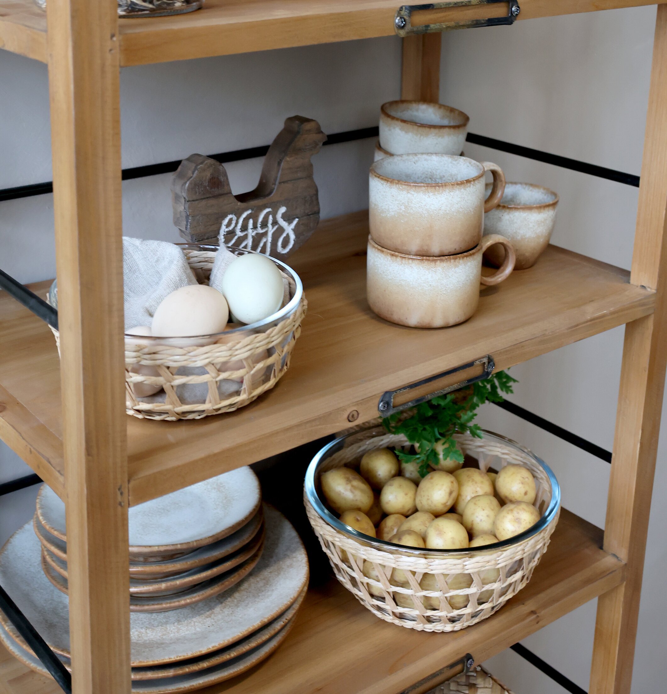 Skål Med Flätad Korg Ø23cm Chic Antique Skålar att äta ur tilltugg Såskannor/Vispskål servering Matlådor Förvaring