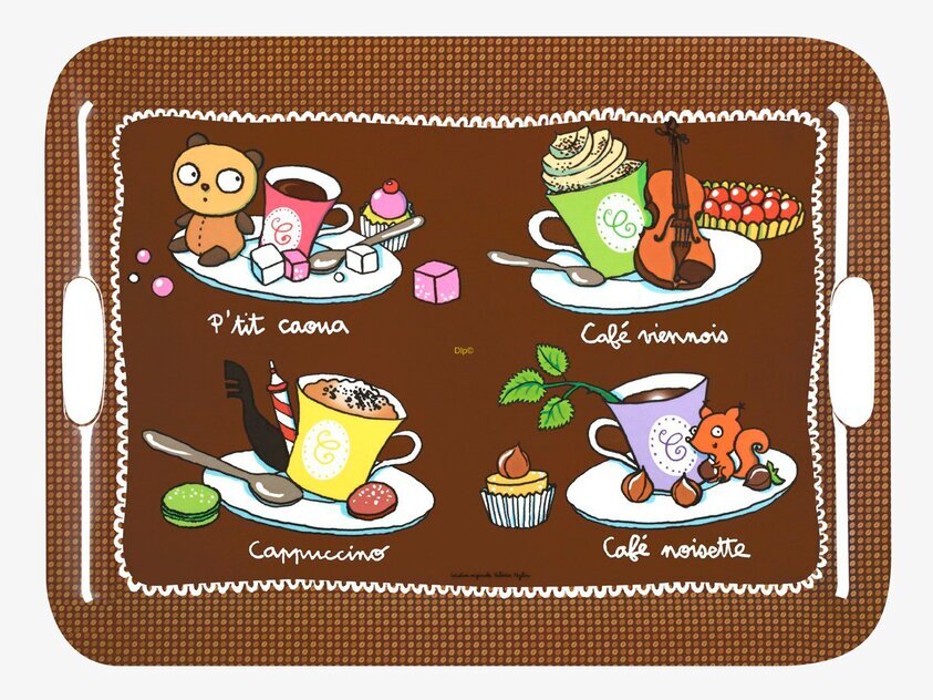 Serveringsbricka Caoua från Derriére la porte med kaffekoppar