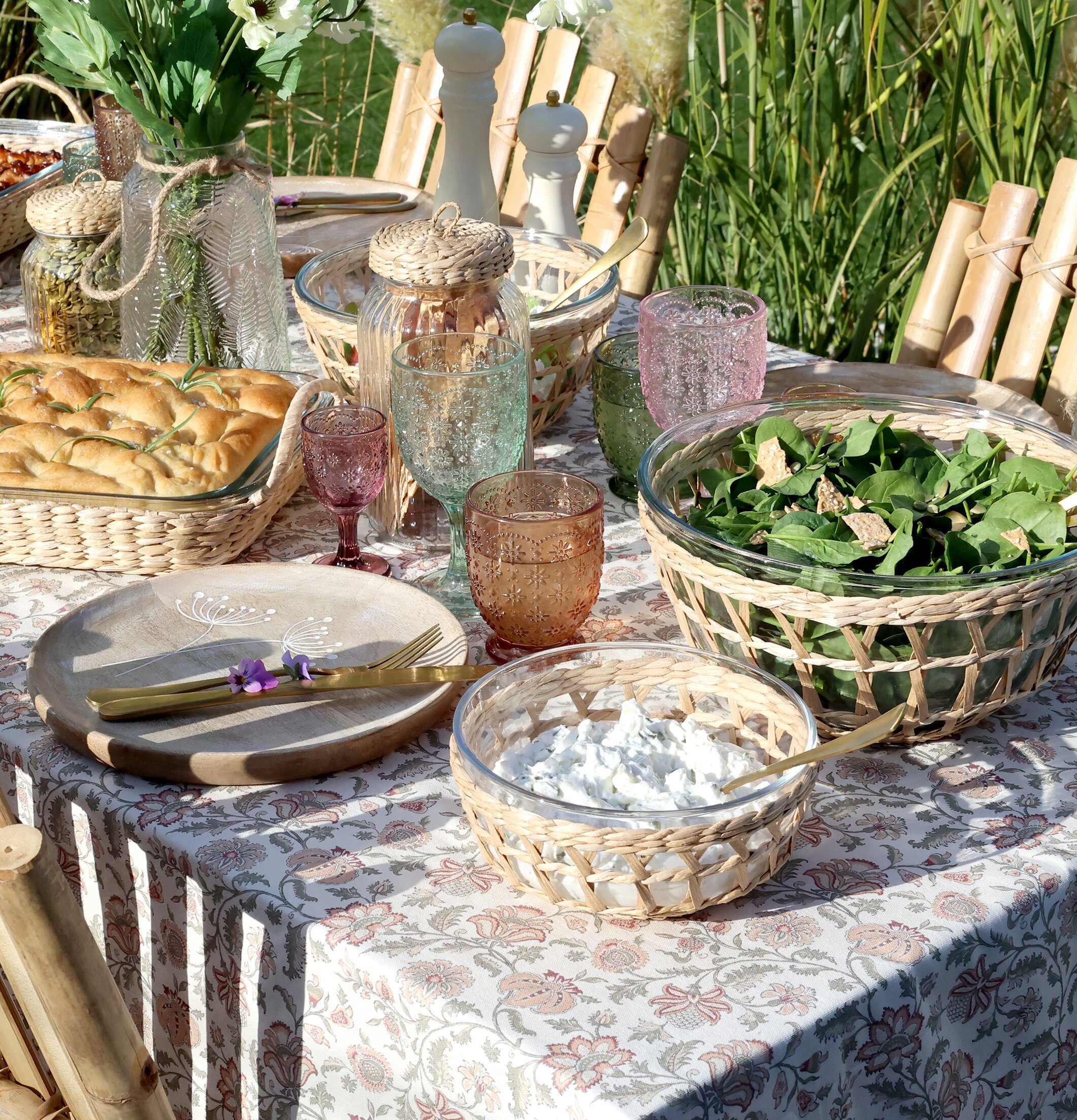 Skål Med Flätad Korg Ø18cm Chic Antique Skålar att äta ur tilltugg Såskannor/Vispskål servering Matlådor Förvaring