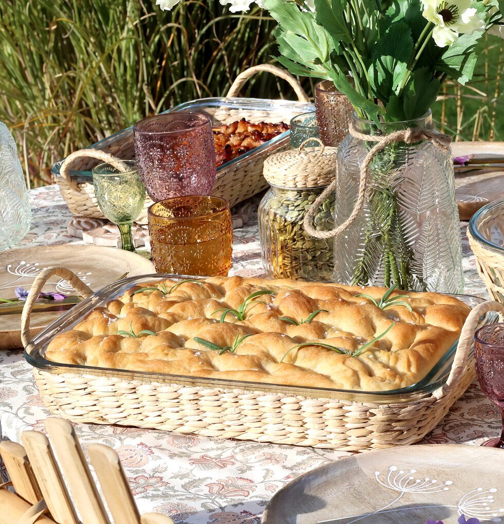 Glasform Med Flätad Korg 39.5cm Chic Antique Skålar att äta ur tilltugg Såskannor/Vispskål Skål servering Matlådor