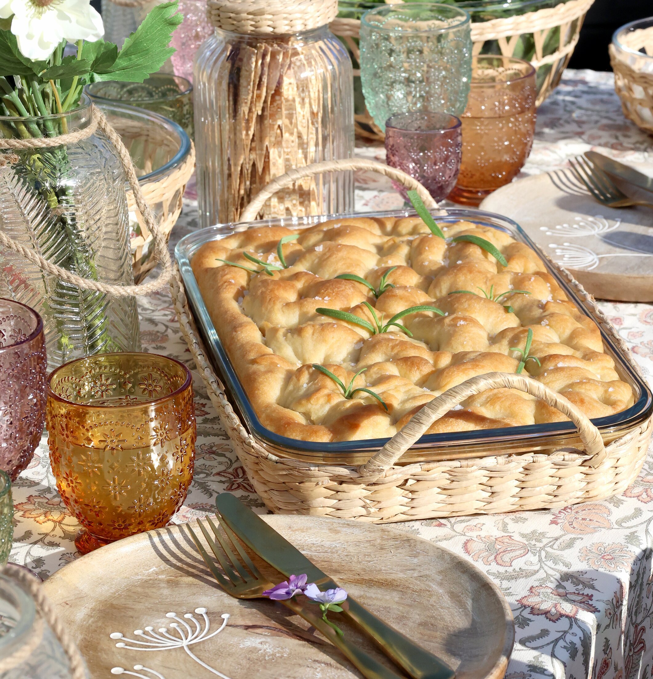 Glasform Med Flätad Korg 39.5cm Chic Antique Skålar att äta ur tilltugg Såskannor/Vispskål Skål servering Matlådor