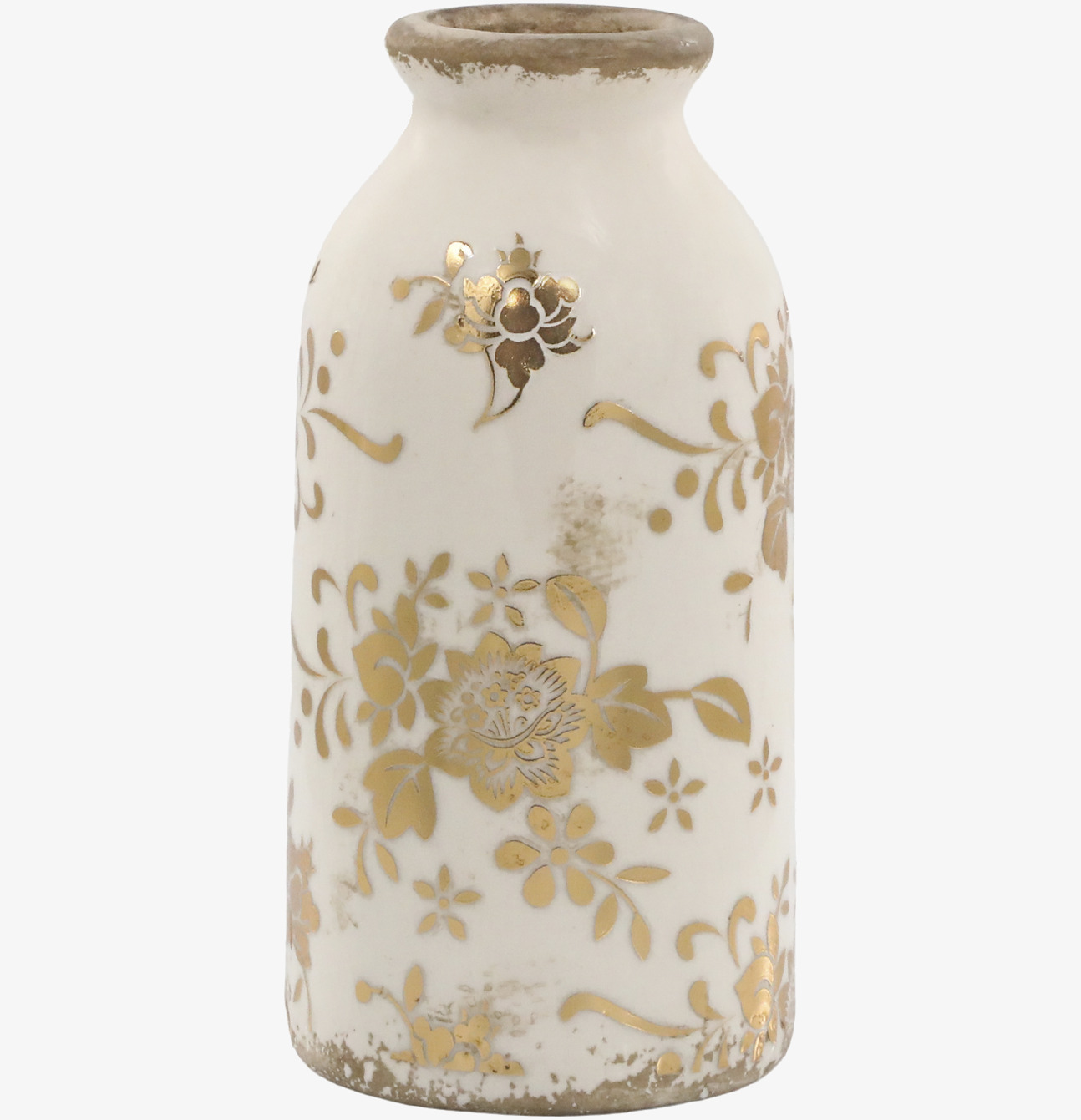 Bild av charmig flaska med gyllene blomsterdesign