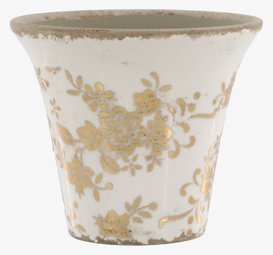 Bild av elegant kruka med gyllene blommönster