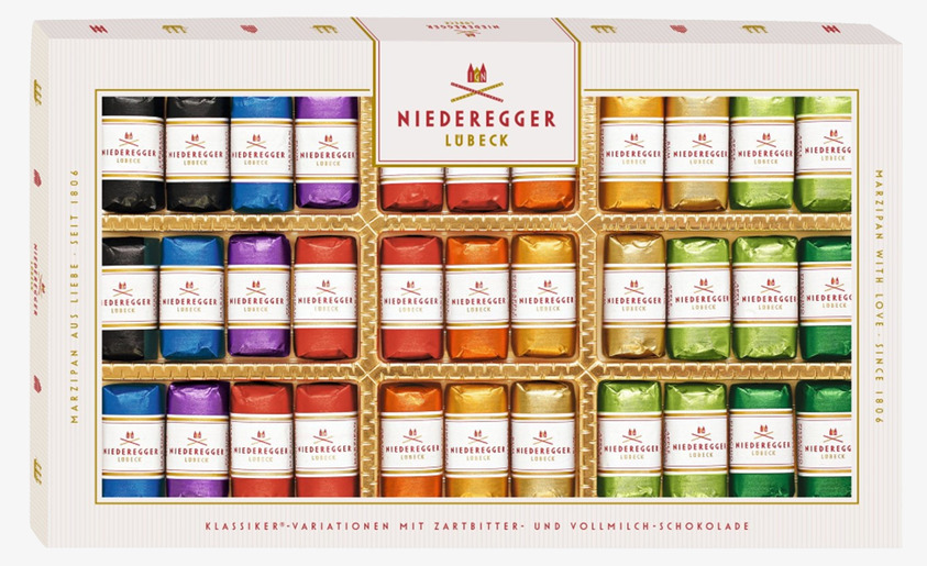 Marsipanvariation 400 gram Niederegger Choklad Chokladstrutar