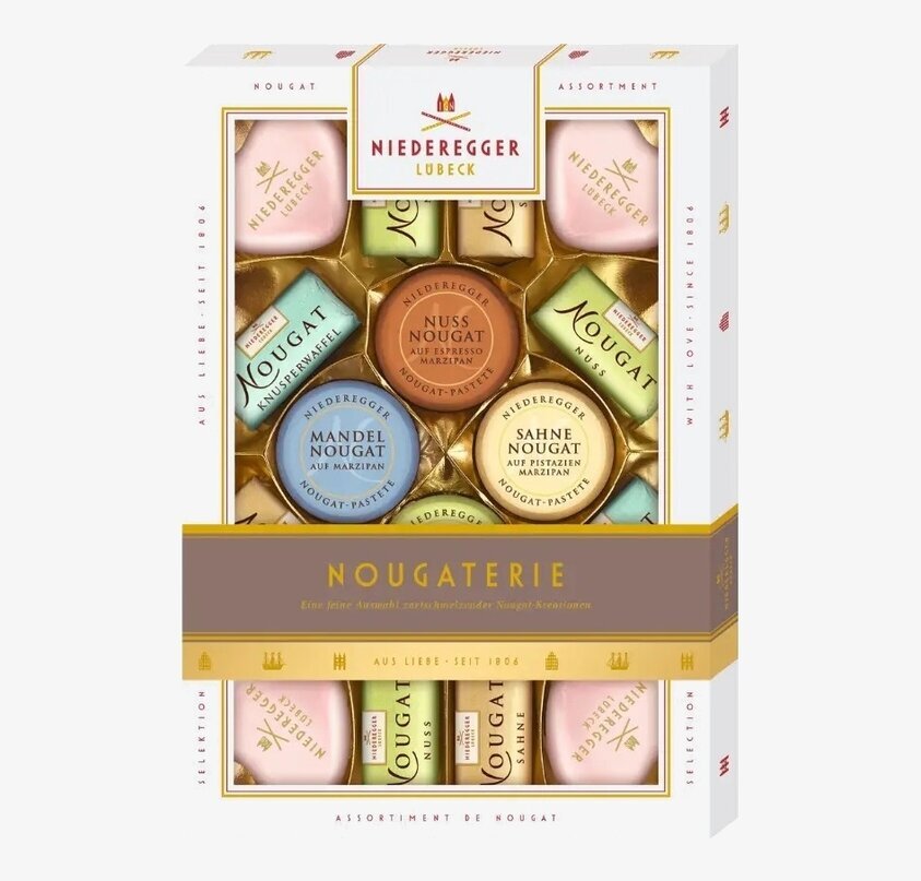 Presentask Nougat Niederegger Choklad Chokladstrutar