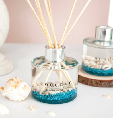 Bild av maritim doftinredning med snäckor och träpinnar