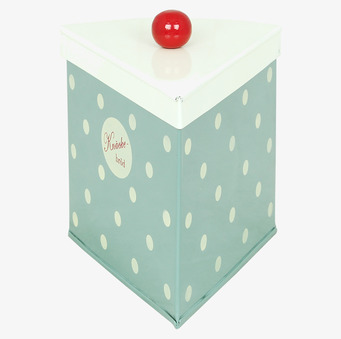 Bild av retro plåtburk för knäckebröd med prickigt mönster