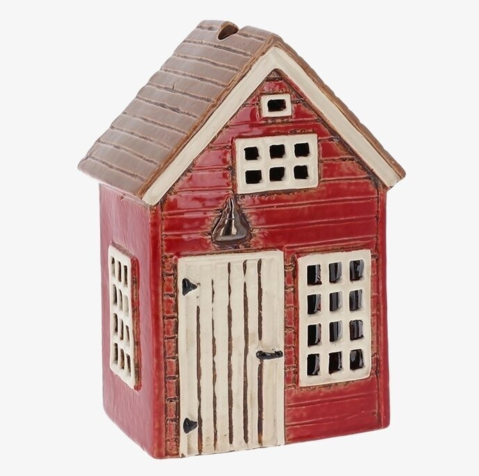 Ljuslykta Village Pottery - Holiday House Red Joe Davies Lyktor Endless Light Ljuslyktor