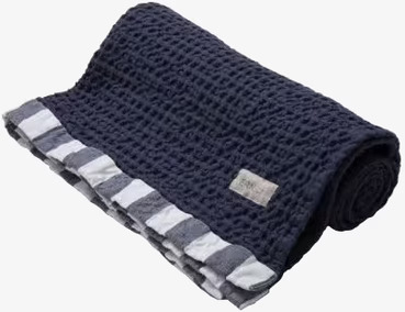 Handduk Våfflad Blå från Ernst med våfflad textur och randig kant