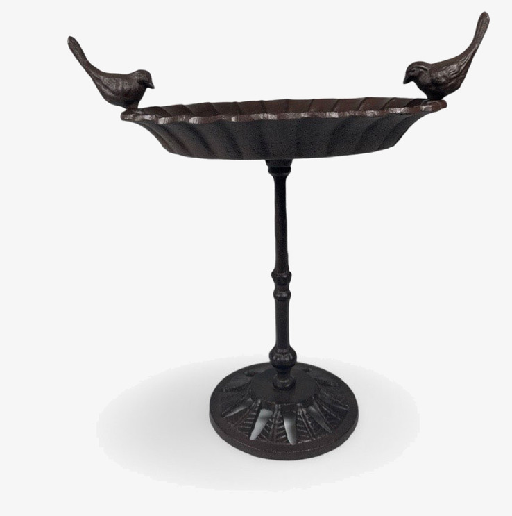 Bild av elegant fågelbad i gjutjärn för trädgården
