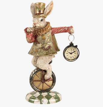 Bild av detaljrik kanin på enhjuling i vintage stil