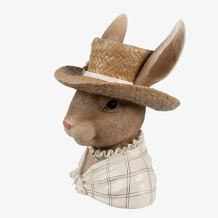 Bild av charmfull kaninfigurin med hatt och blommor