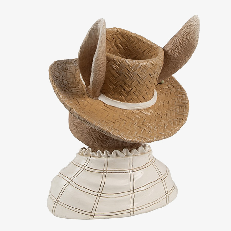 Figurin Kanin Hatt Med Blommor Clayre & Eef Kaniner för prydnad/dekoration Prydnadskaniner Dekorationskaniner Bunnys dekoration Krukor