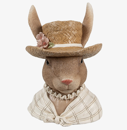 Figurin Kanin Hatt Med Blommor Clayre & Eef Kaniner för prydnad/dekoration Prydnadskaniner Dekorationskaniner Bunnys dekoration Krukor