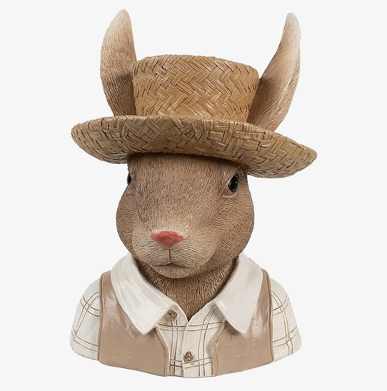 Figurin Kanin Hatt Clayre & Eef Kaniner för prydnad/dekoration Prydnadskaniner Dekorationskaniner Bunnys dekoration Krukor Örtkrukor Glaskrukor