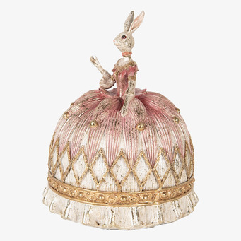 Bild av dekorativ kaninfigurin i rosa klänning