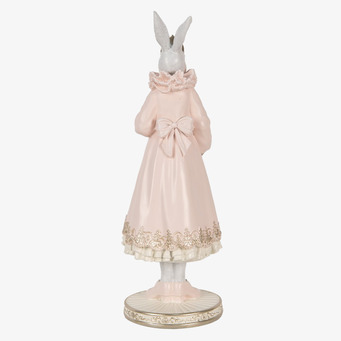 Bild av dekorativ kaninfigur i rosa klänning