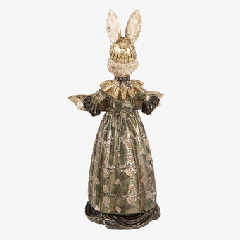 Bild av dekorativ kaninfigur i beige och guld