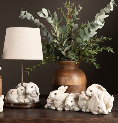 Kaniner På Rad Vit Poly A Lot Decoration för prydnad/dekoration Prydnadskaniner Dekorationskaniner Bunnys dekoration