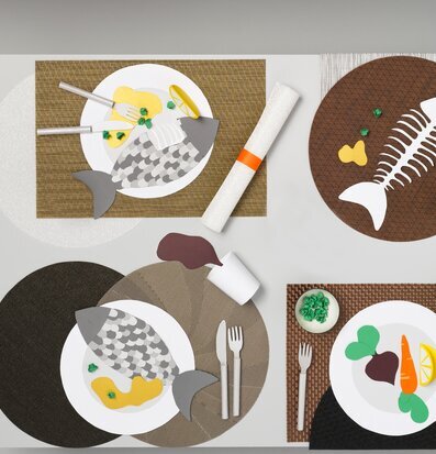 Bordstablett Stella Sand från Dixie på ett stilrent bord