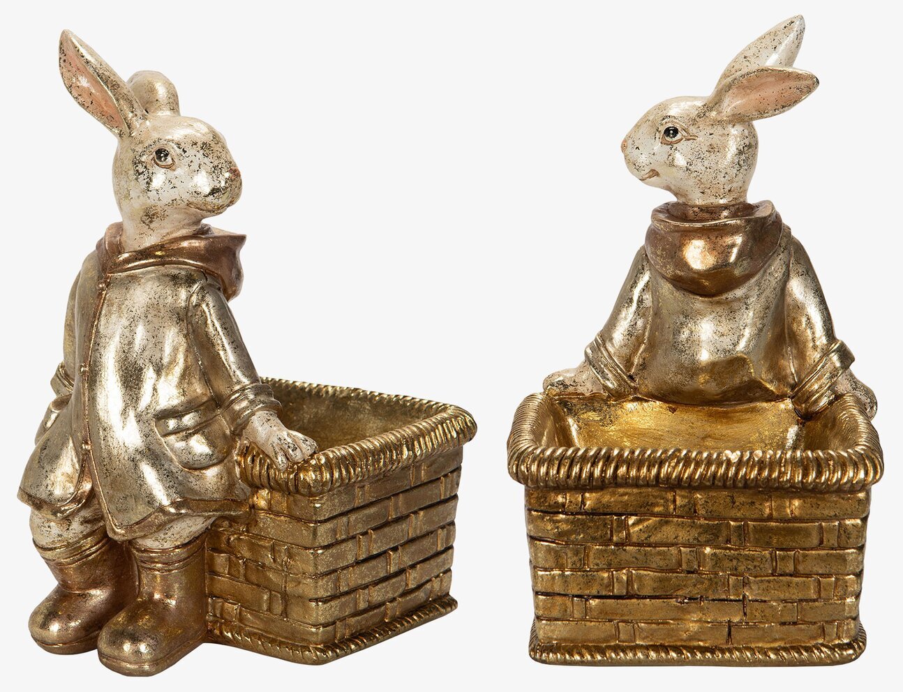 Kanin Med Korg Poly A Lot Decoration Kaniner för prydnad/dekoration Prydnadskaniner Dekorationskaniner Bunnys dekoration