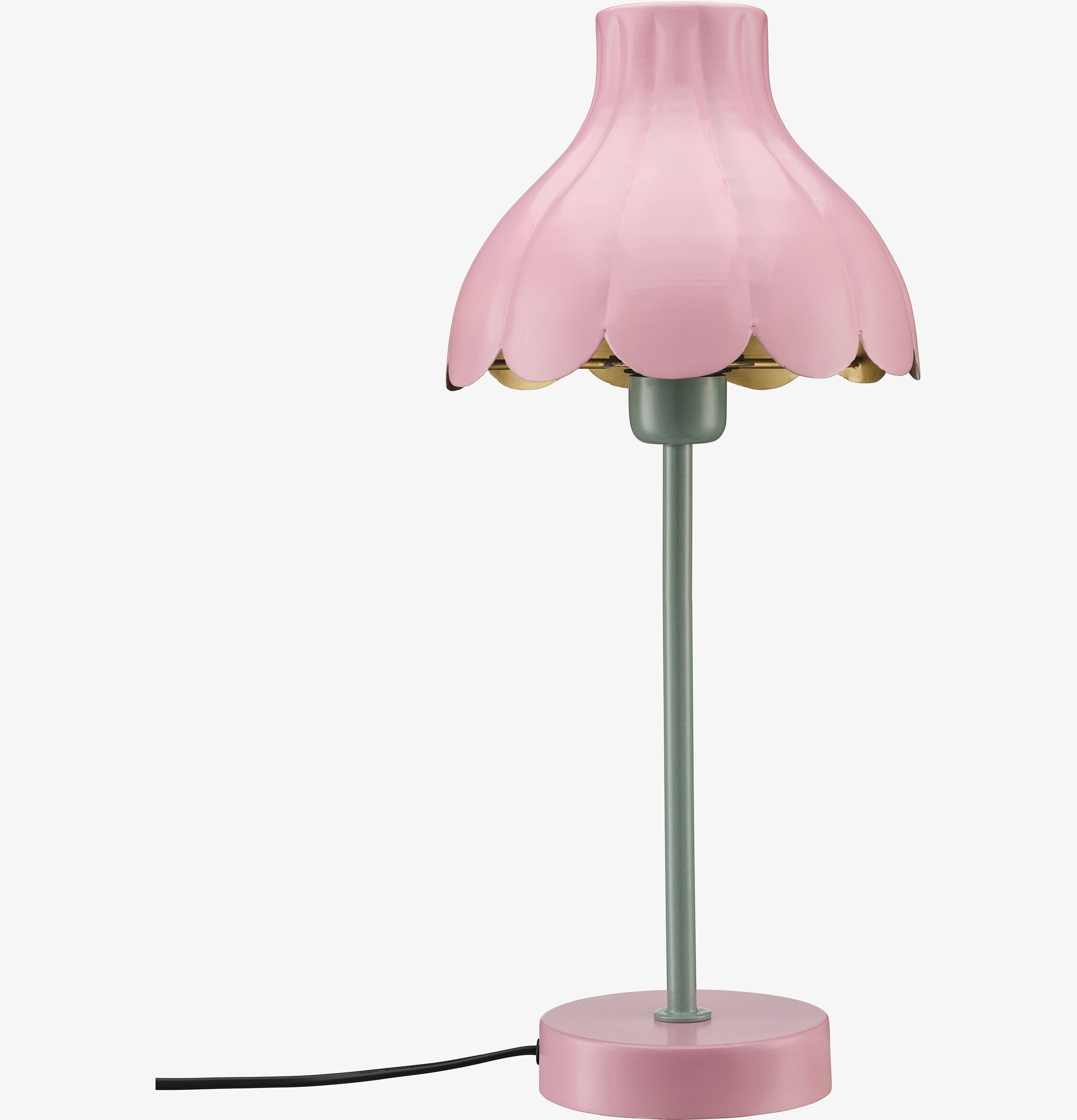 Bild av elegant bordslampa i rosa och gröna toner