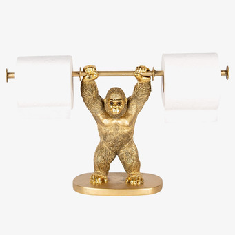 Bild av gyllene gorilla pappershållare med stil och styrka