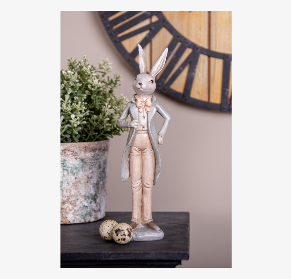 Kanin Frack/Rosett 24cm Clayre & Eef Kaniner för prydnad/dekoration Prydnadskaniner Dekorationskaniner Bunnys dekoration