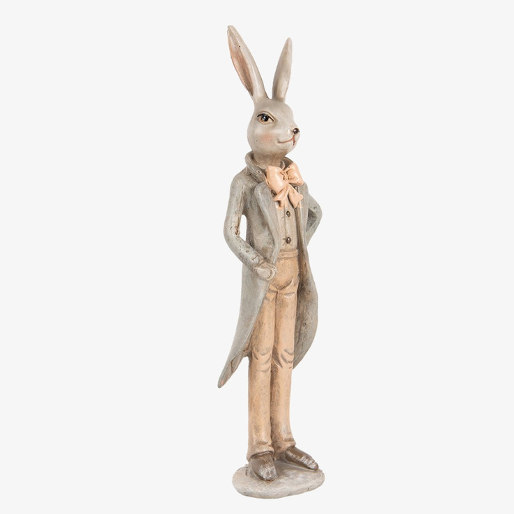 Elegant Kanin Frack/Rosett 17cm Clayre & Eef Kaniner för prydnad/dekoration Prydnadskaniner Dekorationskaniner Bunnys dekoration