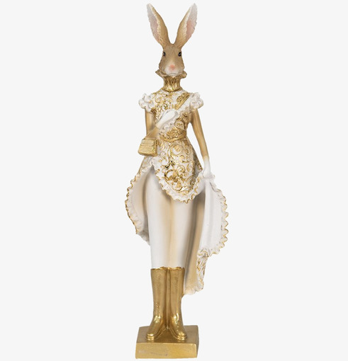 Dekoration Kanin Dam Guld Clayre & Eef Kaniner för prydnad/dekoration Prydnadskaniner Dekorationskaniner Bunnys dekoration