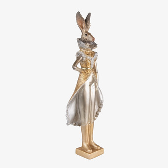 Bild av elegant kaninfigur i guld och silver