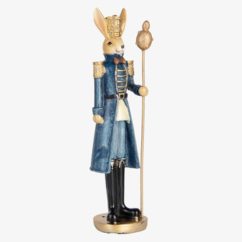 Bild av stiliserad kanin i blå och guld dekoration