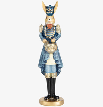 Bild av dekorativ kanin trumslagare i blått och guld
