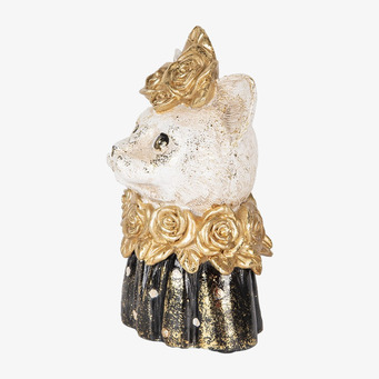 Bild av kattstaty i svart och guld med eleganta detaljer