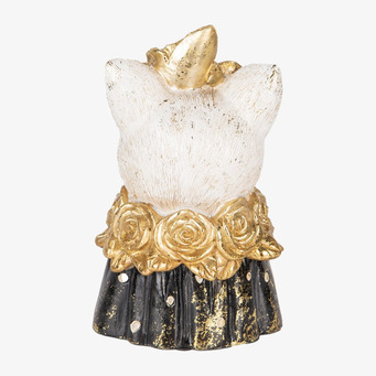Bild av elegant kattstaty i svart och guld design