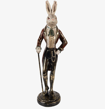 Kanin Med Käpp 51cm Clayre & Eef Kaniner för prydnad/dekoration Prydnadskaniner Dekorationskaniner Bunnys dekoration