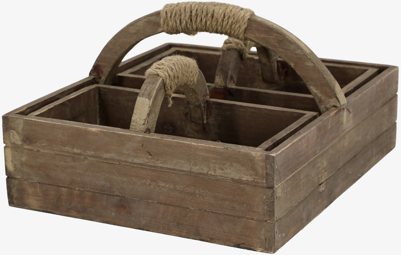 Trälåda Med Handtag Natur Chic Antique Förvaringslådor och korgar Boxar Förvaringsboxar Porslinsboxar Trälådor Smyckesboxar i porslin