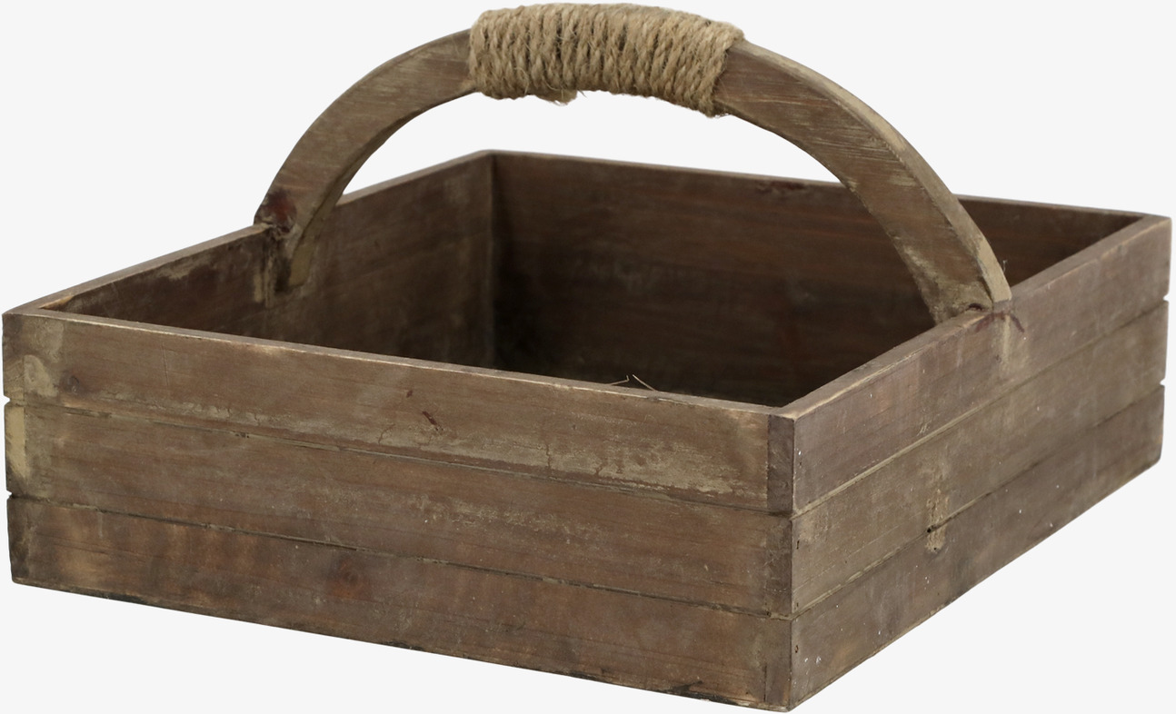 Trälåda Med Handtag Natur Chic Antique Förvaringslådor och korgar Boxar Förvaringsboxar Porslinsboxar Trälådor Smyckesboxar i porslin