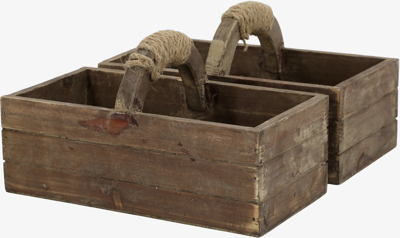 Trälåda Med Handtag Natur Chic Antique Förvaringslådor och korgar Boxar Förvaringsboxar Porslinsboxar Trälådor Smyckesboxar i porslin