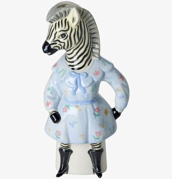 Bild av unik keramikvas med zebra- och klänningsdesign