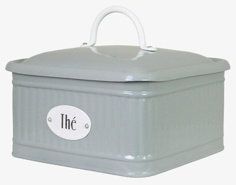 Bild av klassisk grön plåtburk med fack och handtag