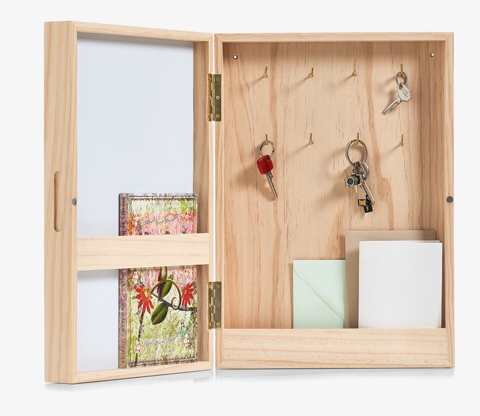 Bild av ett stilrent nyckelskåp med whiteboard-funktion