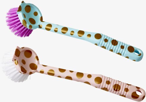 Diskborste från Rice med färgglada handtag och guldiga prickar