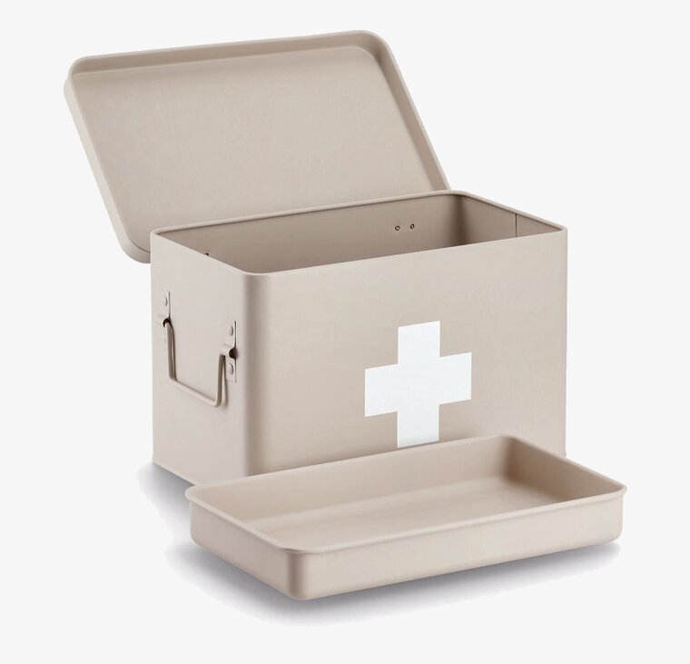 Plåtburk Medicin Beige Stor Zeller Medicinskåp Plåtburkar Metallburkar