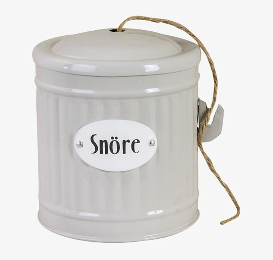 Bild av elegant beige plåtburk med snöre och textur