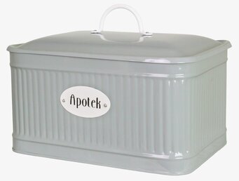 Bild av grön plåtburk med retrostil och praktisk design