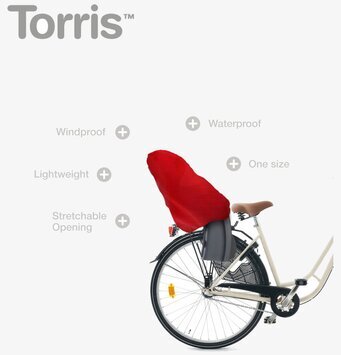 Överdrag Torris Röd från Annat på en cykelsadel i vit miljö