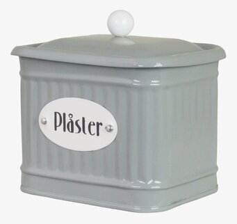 Bild av rektangulär plåtburk med grön färg och textur