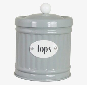 Bild av charmant grön plåtburk med vit knopp